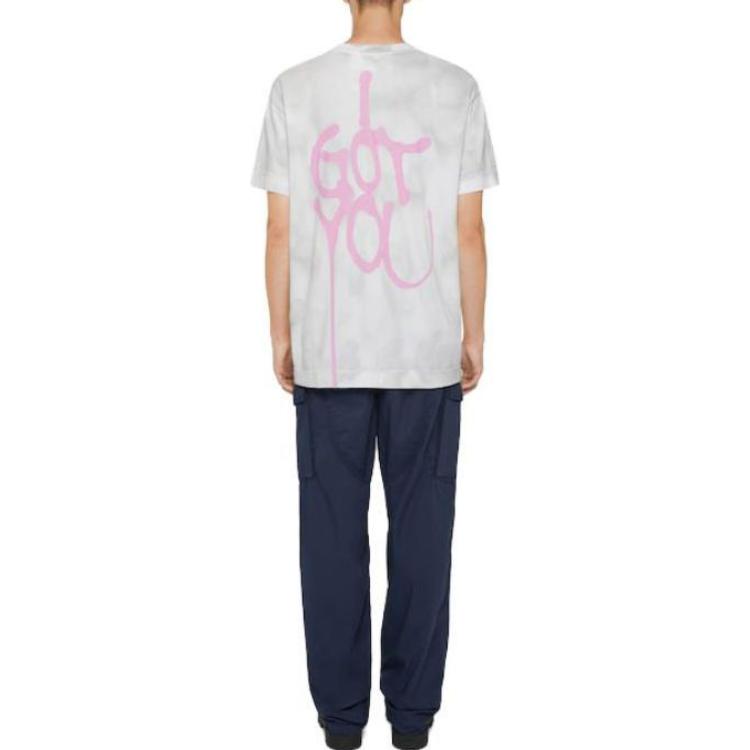 Shop Givenchy 男士灰色塗鴉印花短袖圓領T恤 BM716N3YH0-091