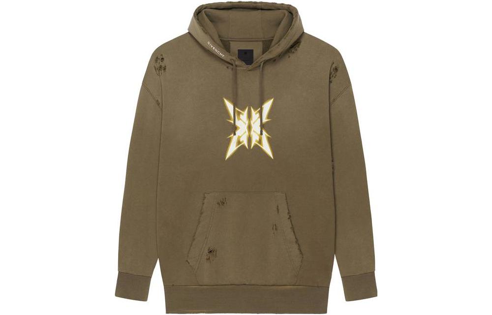 Givenchy Graphic Distressed Oversized Brown Hoodie BMJ0LA3YGH-305