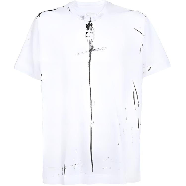 GIVENCHY Graphic Print Crewneck Casual White T-Shirt . BM712W3Y6B-100