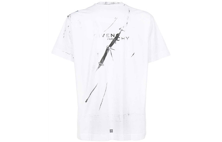 GIVENCHY Graphic Print Crewneck Casual White T-Shirt . BM712W3Y6B-100 圖 3