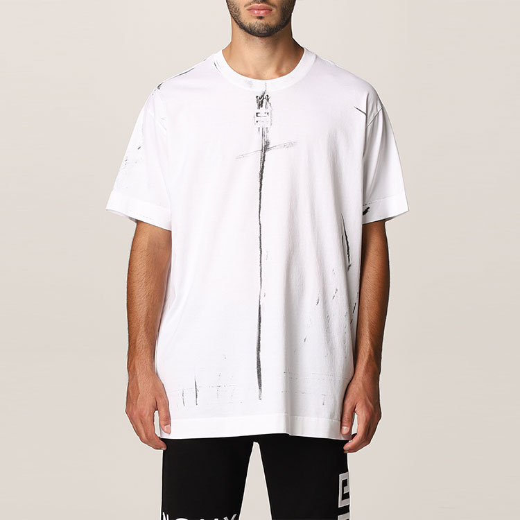 GIVENCHY Graphic Print Crewneck Casual White T-Shirt . BM712W3Y6B-100 圖 5