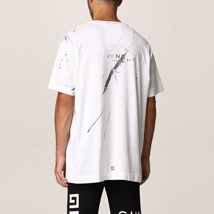 GIVENCHY Graphic Print Crewneck Casual White T-Shirt . BM712W3Y6B-100 圖 6