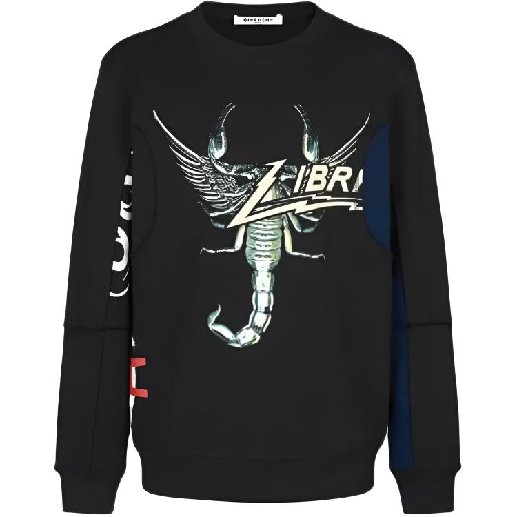Givenchy Graphic Print Crewneck Pullover Sweatshirt Men’s Black BM70EW306C-001