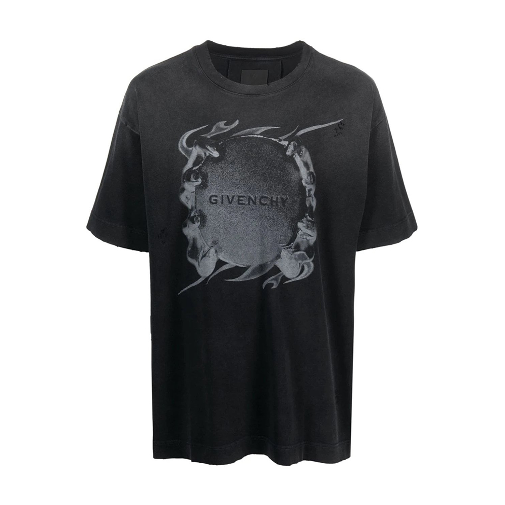 GIVENCHY Graphic Print Loose Fit Crewneck T-Shirt  Black BM71JT3YGA-001