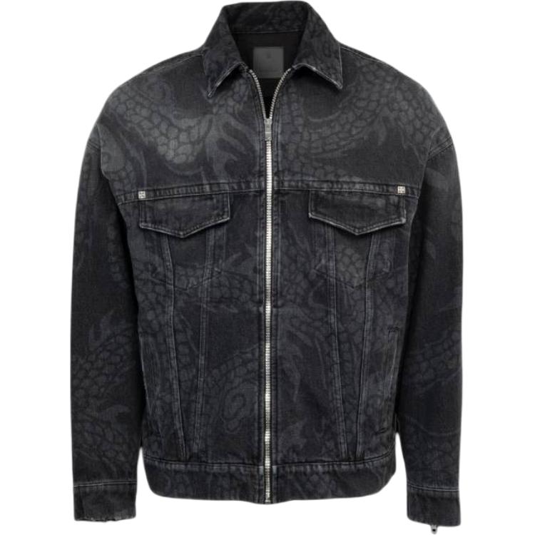 Givenchy Graphic Print Zip-Up Jacket Gray Long Sleeve BM012N5Y8Z-001