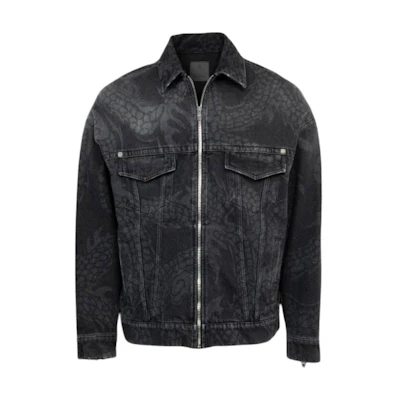 Givenchy Graphic Print Zip-Up Jacket Gray Long Sleeve BM012N5Y8Z-001