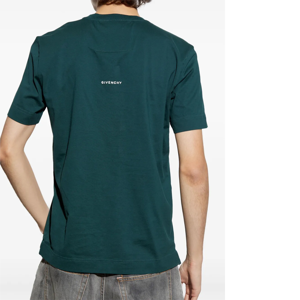 Givenchy Green Logo Print Crew Neck Short Sleeve  T-Shirt BM716G3YCD-302 圖 5