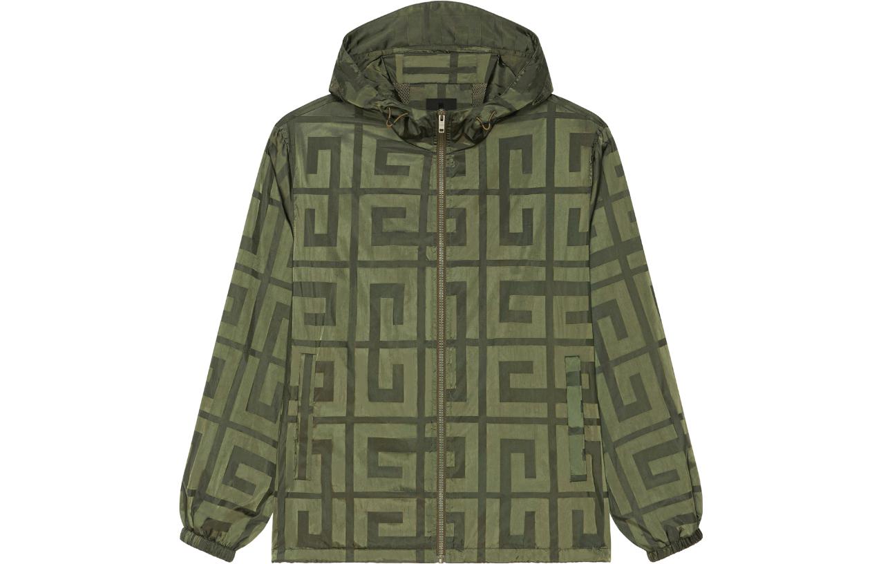 Givenchy Green Logo Print Hooded Jacket BM0113154S-305