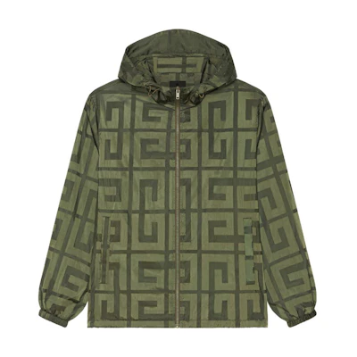 Givenchy Green Logo Print Hooded Jacket BM0113154S-305