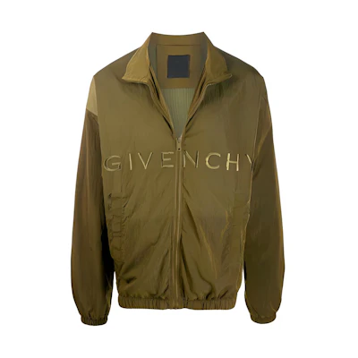 Givenchy Green Windbreaker Jacket with Solid Color Logo Embroidery BM00RN13T1-303