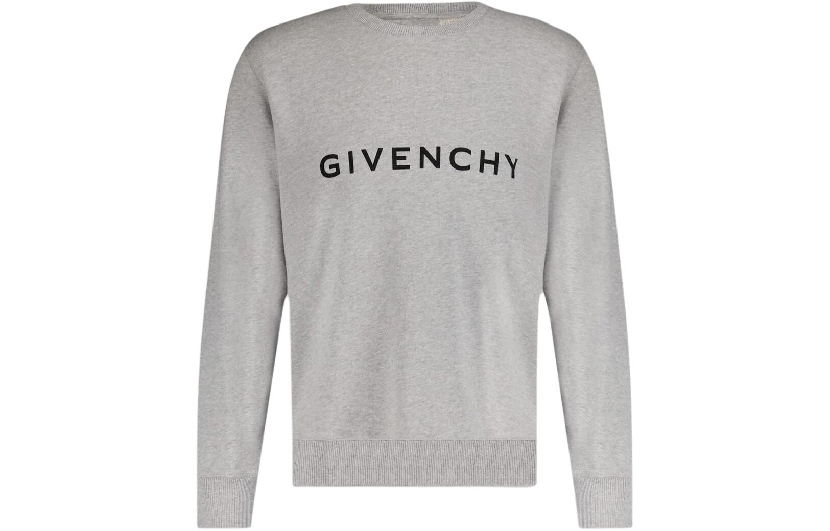 Buy GIVENCHY Grey  Crewneck Logo Print Long Sleeve Sweatshirt. BMJ0HA3YAC-055