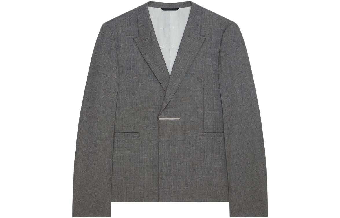 Givenchy Grey Solid Color Long Sleeve Blazer Jacket BM30DY14GZ-030