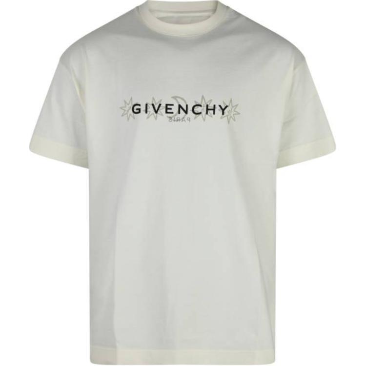 GIVENCHY Ivory White  Letter Print Crewneck Slim Fit Short Sleeve T-Shirt BM71JA3YN0-105 圖 2