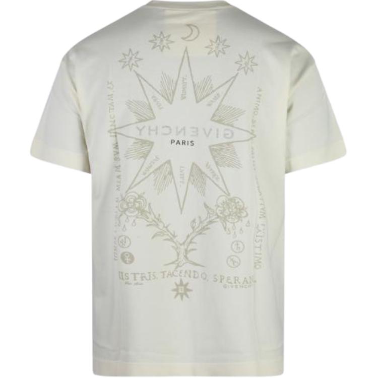 GIVENCHY Ivory White  Letter Print Crewneck Slim Fit Short Sleeve T-Shirt BM71JA3YN0-105 圖 3