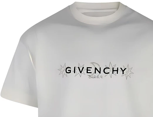 ジバンシィ アイボリー ホワイト レタープリント クルーネック スリムフィット Tシャツ BM71JA3YN0-105 Sizing ジバンシィ アイボリー ホワイト レタープリント クルーネック スリムフィット Tシャツ BM71JA3YN0-105
