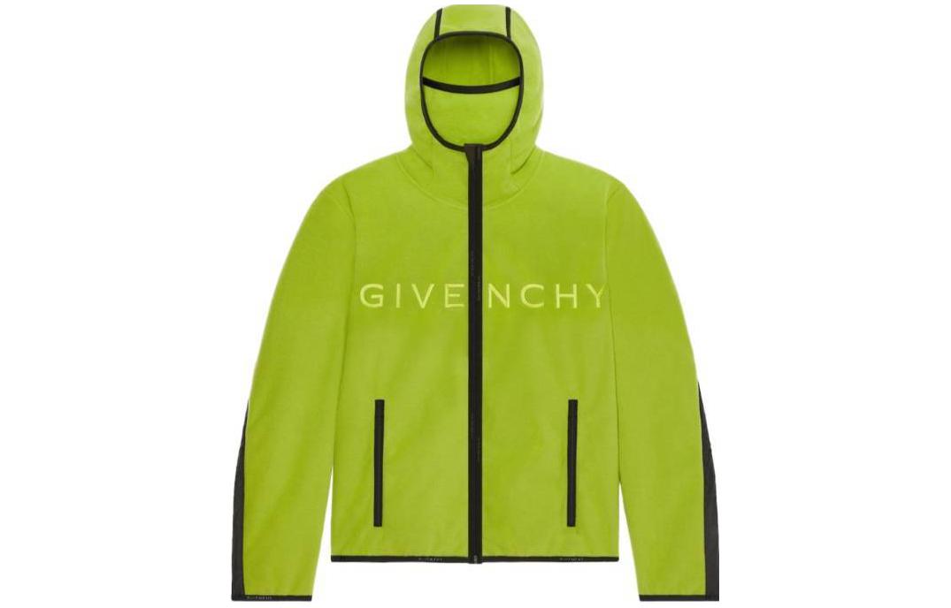 Givenchy Letter Embroidered Zip Hoodie Jacket Citrus Green BM011Q3Y9Y-358