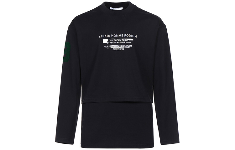 Givenchy Letter Logo Loose Fit Long Sleeve T-Shirt Black () BM70SE3002-001
