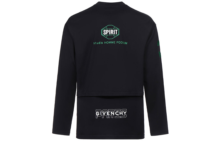 Lookbook Givenchy Kaos Lengan Panjang Longgar Logo Huruf Hitam BM70SE3002-001