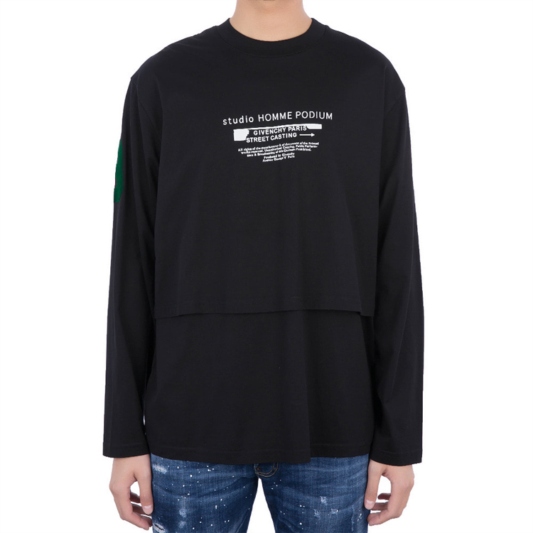 Purchase Givenchy Kaos Lengan Panjang Longgar Logo Huruf Hitam BM70SE3002-001