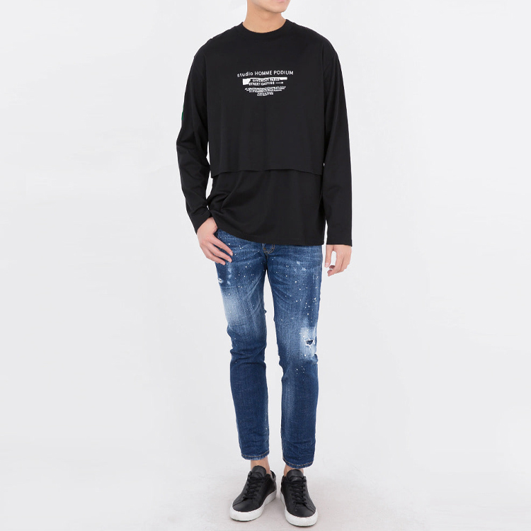 Sizing Givenchy Kaos Lengan Panjang Longgar Logo Huruf Hitam BM70SE3002-001