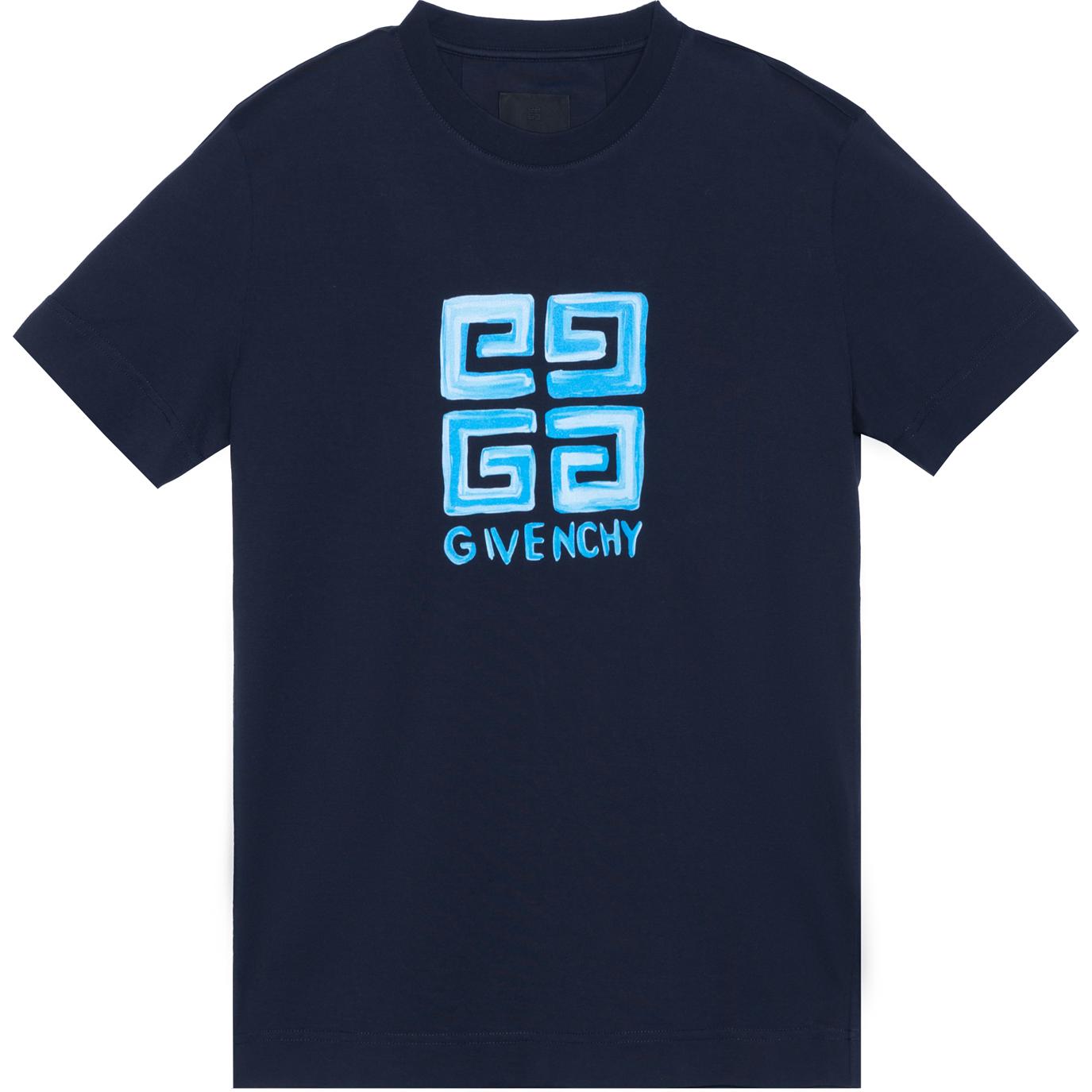 GIVENCHY Letter Print Oversized Navy T-Shirt  SS23 Collection BM716G3YCT-410