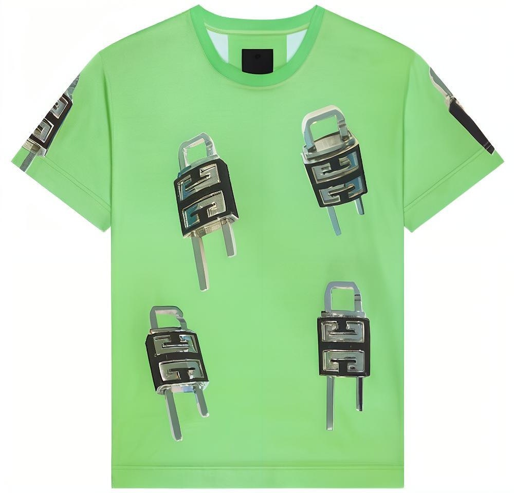 givenchy-lock-motif-crewneck-casual-t-shirt-ss-23-green-bm-716-n3-ybc-322