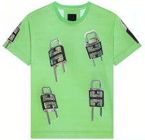 GIVENCHY Lock Motif Crewneck Casual T-Shirt SS23 Green. BM716N3YBC-322 GIVENCHY Lock Motif Crewneck Casual T-Shirt SS23 Green. BM716N3YBC-322