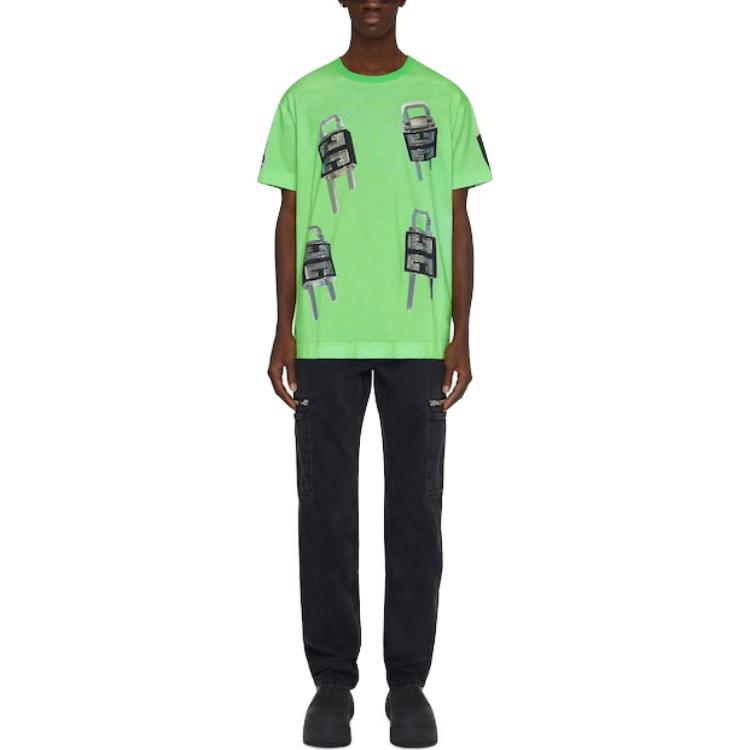 Lookbook 纪梵希锁扣图案圆领休闲T恤 SS23 绿色 BM716N3YBC-322