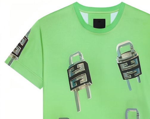 纪梵希锁扣图案圆领休闲T恤 SS23 绿色 BM716N3YBC-322 Details for 纪梵希锁扣图案圆领休闲T恤 SS23 绿色 BM716N3YBC-322