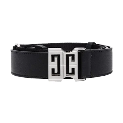 Givenchy Logo Calfskin Leather Belt Black Unisex Couple Design 3.5cm Width. BK4054K154001