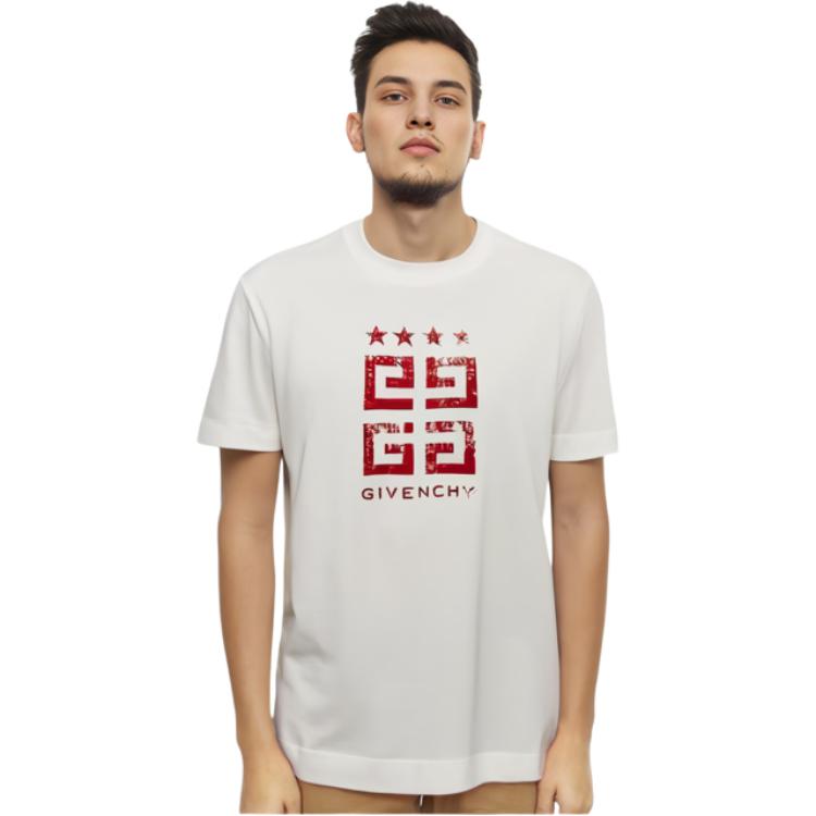 GIVENCHY Logo Crewneck Short Sleeve T-Shirt Men’s White BM716G3YEL-112 圖 4