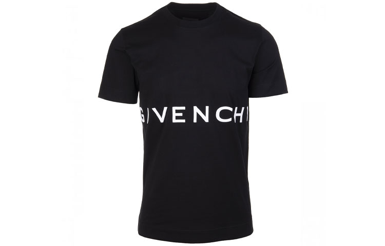 Givenchy Logo Embroidered Casual Slim Fit Black Crewneck T-Shirt Men. BM716B3Y6B-001