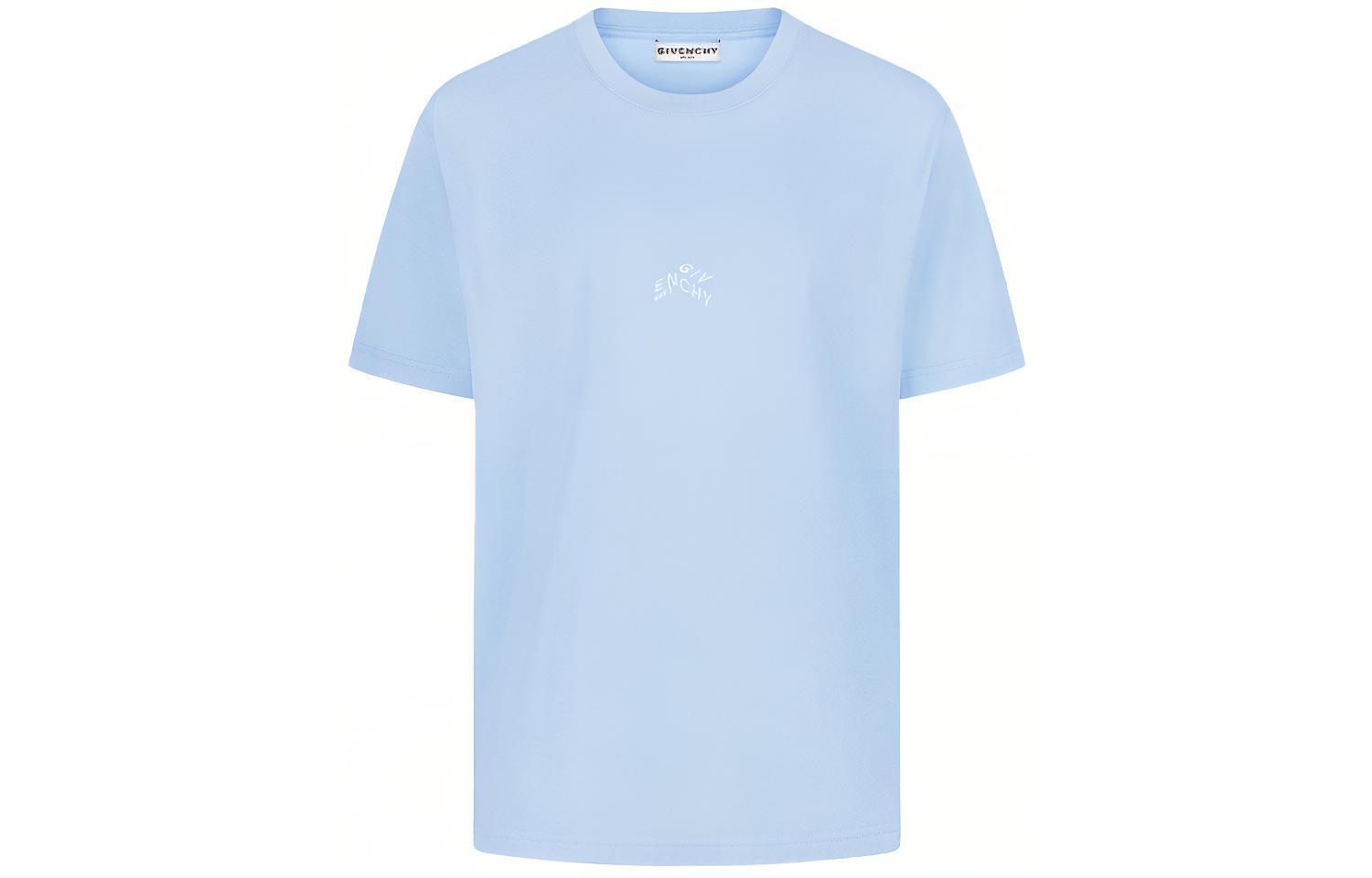 GIVENCHY Logo Embroidered Crewneck T-Shirt Light Blue BM710S3002-453