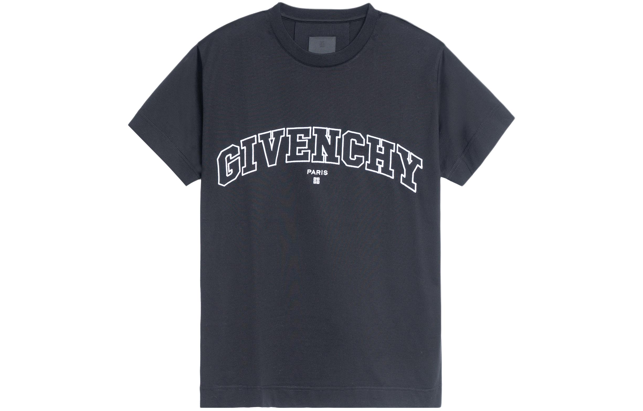 Order GIVENCHY 刺繡Logo 寬鬆版黑色T恤 SS22系列 BM71CW3Y6B-001