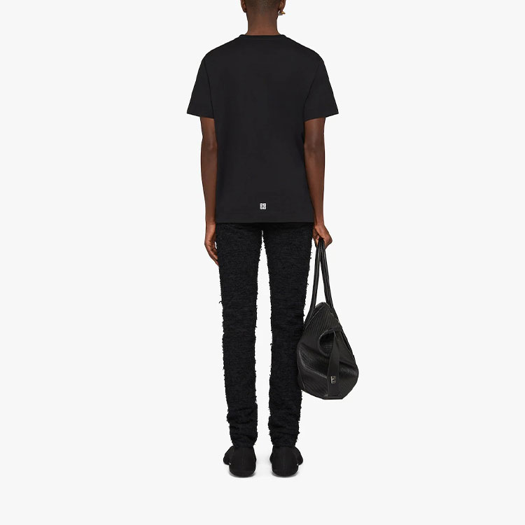 Purchase GIVENCHY 刺繡Logo 寬鬆版黑色T恤 SS22系列 BM71CW3Y6B-001