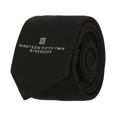 Givenchy Logo Embroidered Silk Tie Black