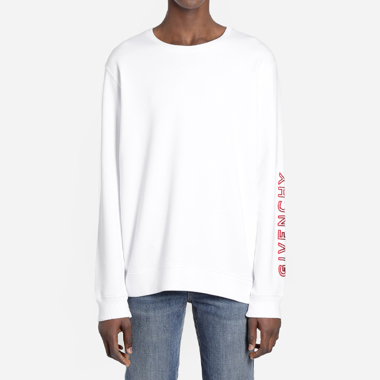 Shop Givenchy 漸層標誌白色男士衛衣 BMJ05W30AF-100