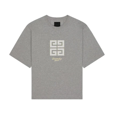 GIVENCHY Logo Graphic Crewneck Short Sleeve T-Shirt Men Grey BM712H3YMW-055