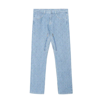 GIVENCHY Logo Jacquard Casual Zipper Jeans Light Blue BM50W250P9-452