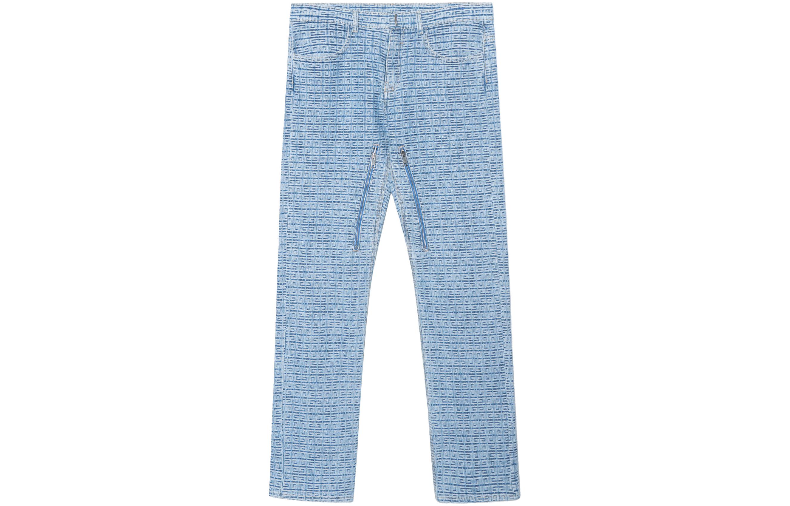 Order GIVENCHY Logo Jacquard Jeans Ritsleting Kasual Biru Muda BM50W250P9-452