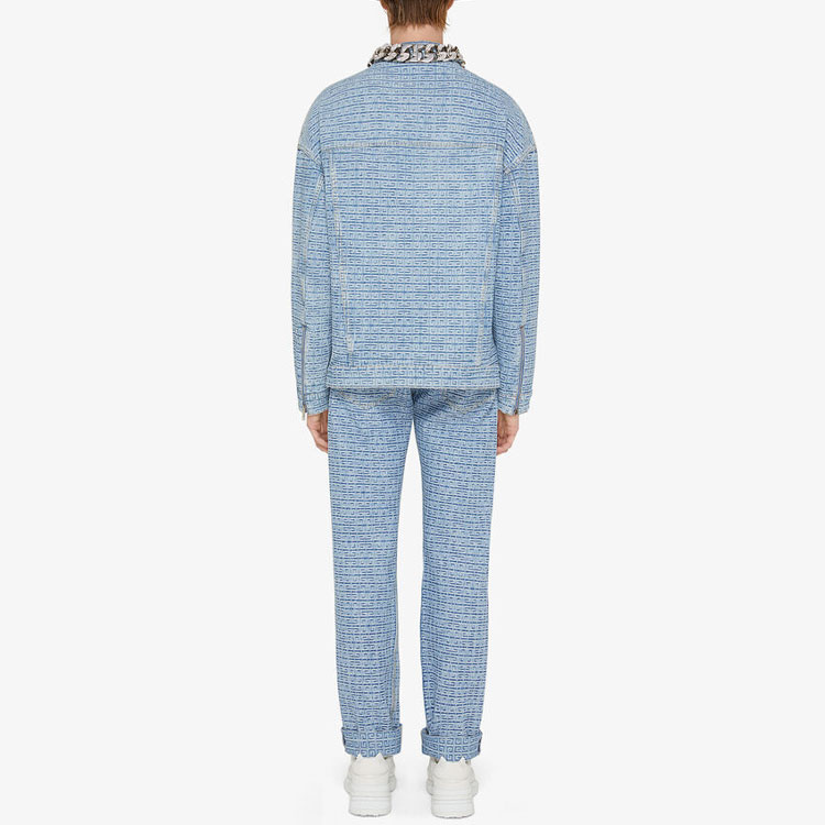 Purchase GIVENCHY Logo Jacquard Jeans Ritsleting Kasual Biru Muda BM50W250P9-452