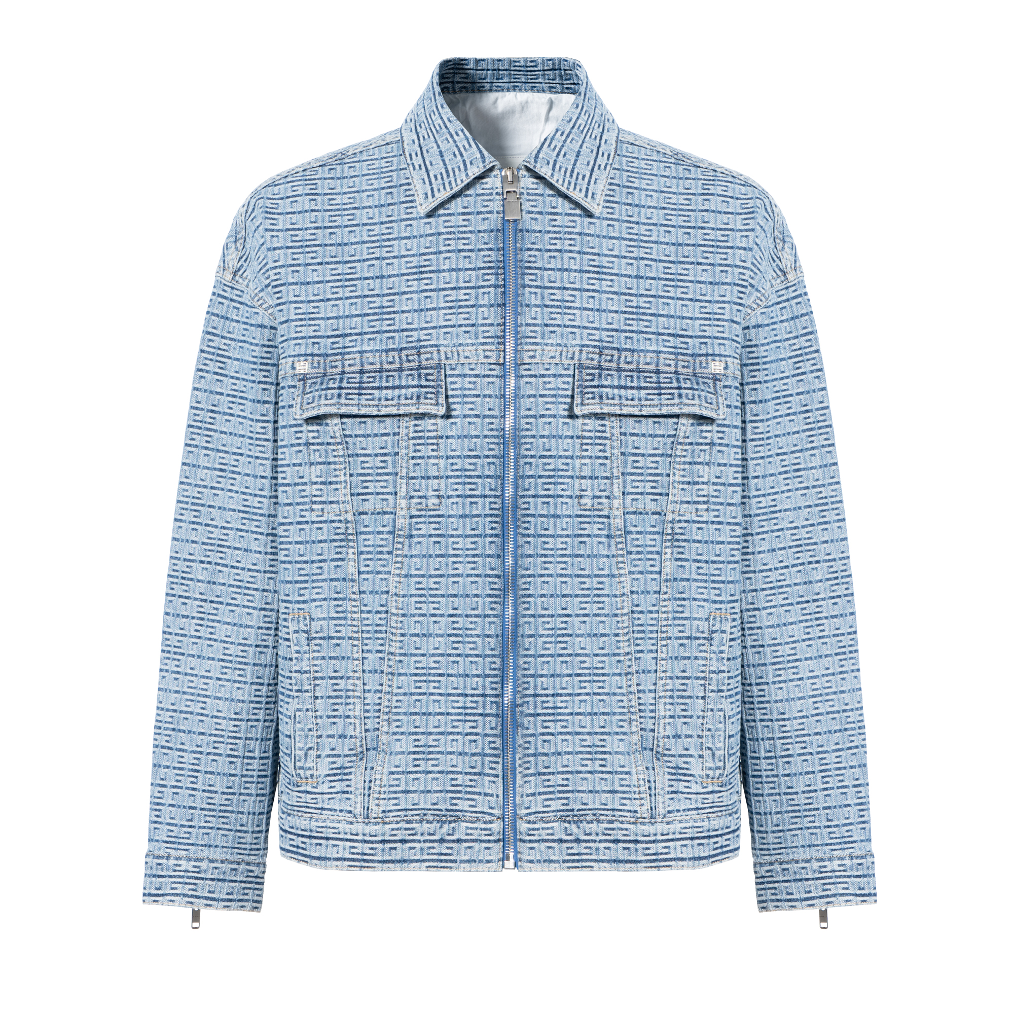 GIVENCHY Logo Jacquard Pattern Denim Jacket Blue BM00Q550P9-452