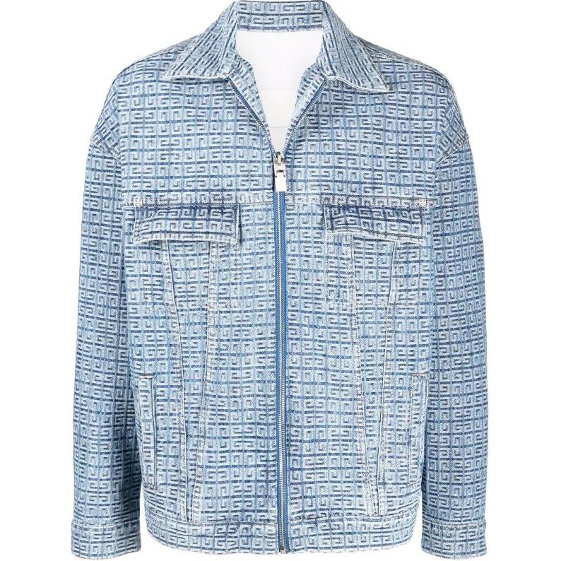 Order 纪梵希Logo提花图案蓝色牛仔夹克 BM00Q550P9-452