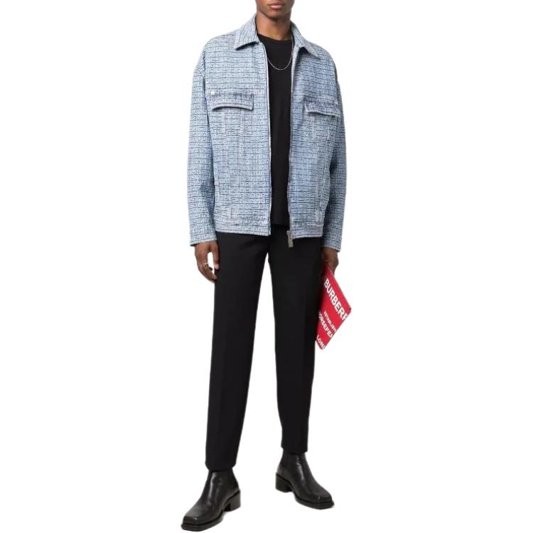 Lookbook 纪梵希Logo提花图案蓝色牛仔夹克 BM00Q550P9-452