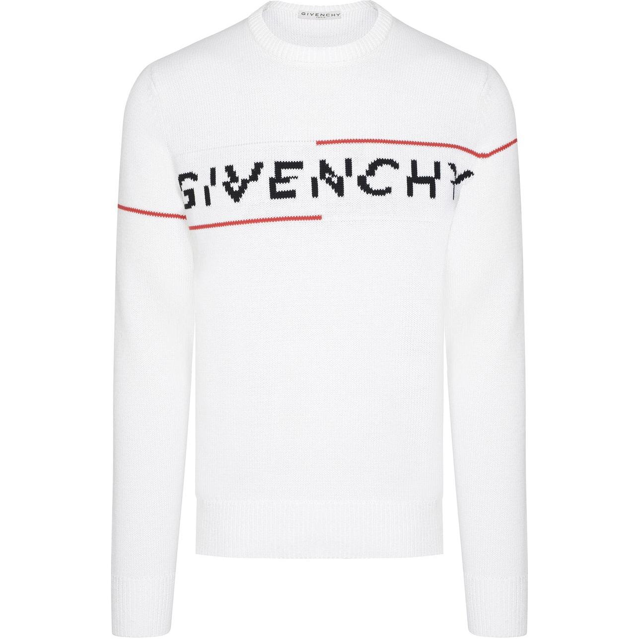 Givenchy Logo Letter Print Crewneck Knit Sweater Men’s White BM90B4401M-199
