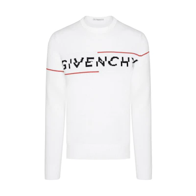 Givenchy Logo Letter Print Crewneck Knit Sweater Men’s White BM90B4401M-199