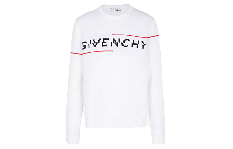 Order Givenchy Logo Letter Print Crewneck Knit Sweater Men’s White BM90B4401M-199