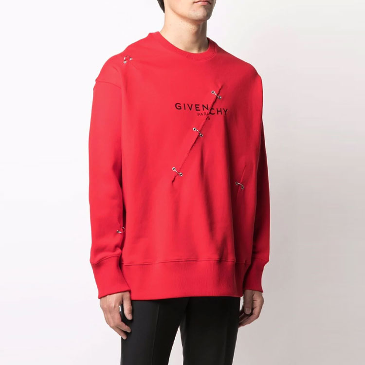 Shop Givenchy 紅色Logo字母印花套頭衛衣 BMJ0B83Y69-600