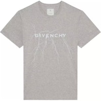Givenchy Logo Lightning Print Crew Neck T-Shirt Grey BM716N3YJ9-055 Givenchy Logo Lightning Print Crew Neck T-Shirt Grey BM716N3YJ9-055