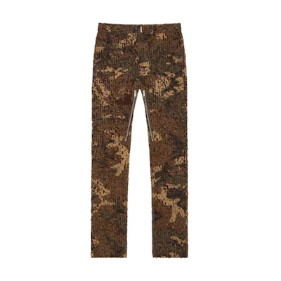 GIVENCHY Logo Print Brown Denim Jeans with Metal Zipper for Men. BM512W5Y2V-232